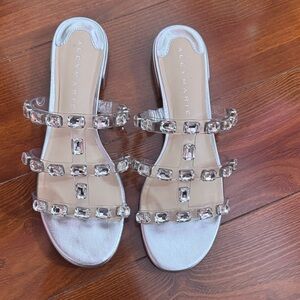 Alex Marie Metallic Crystal-Studded Sandals